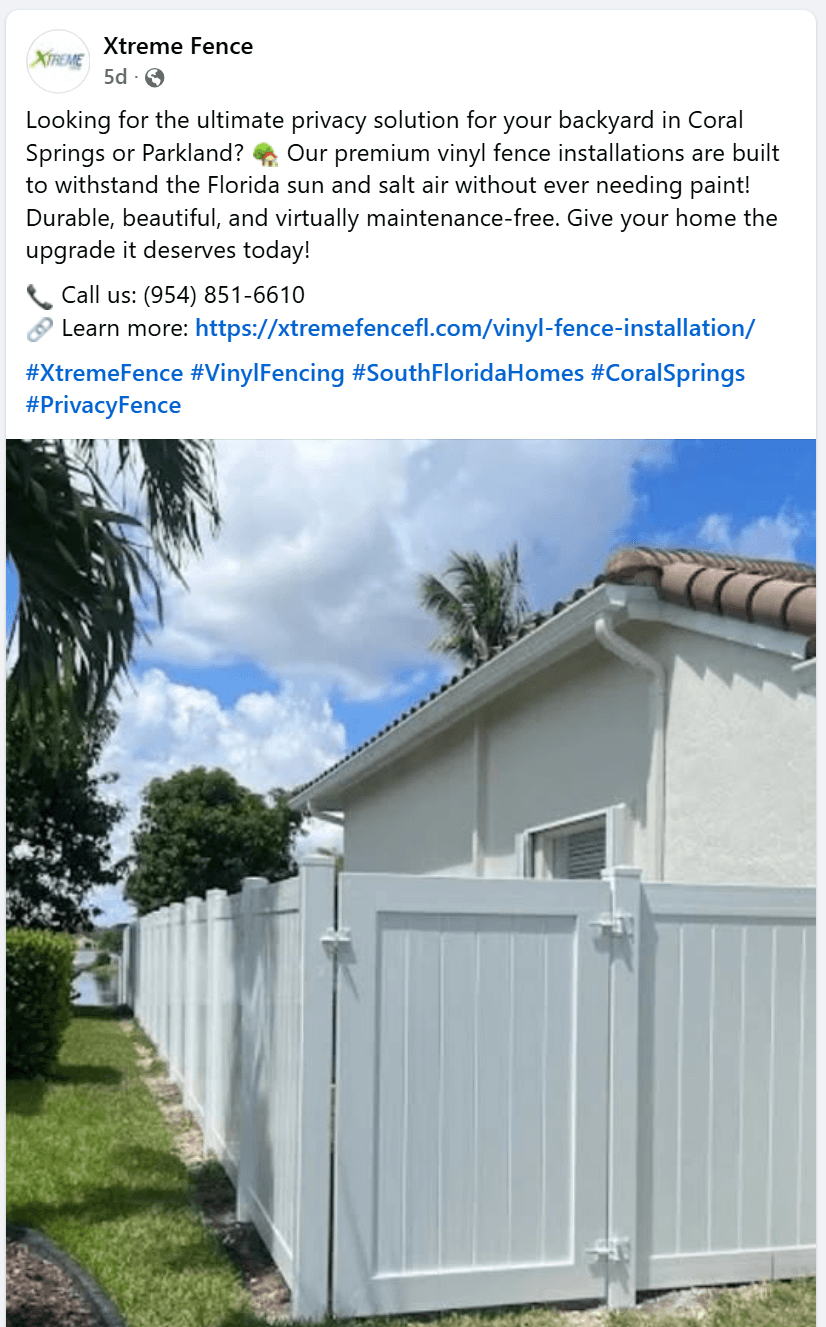 Xtreme Fence - Vinyl Privacy Fence Coral Springs Xtreme Fence Vinyl Privacy Fence Coral Springs Parkland