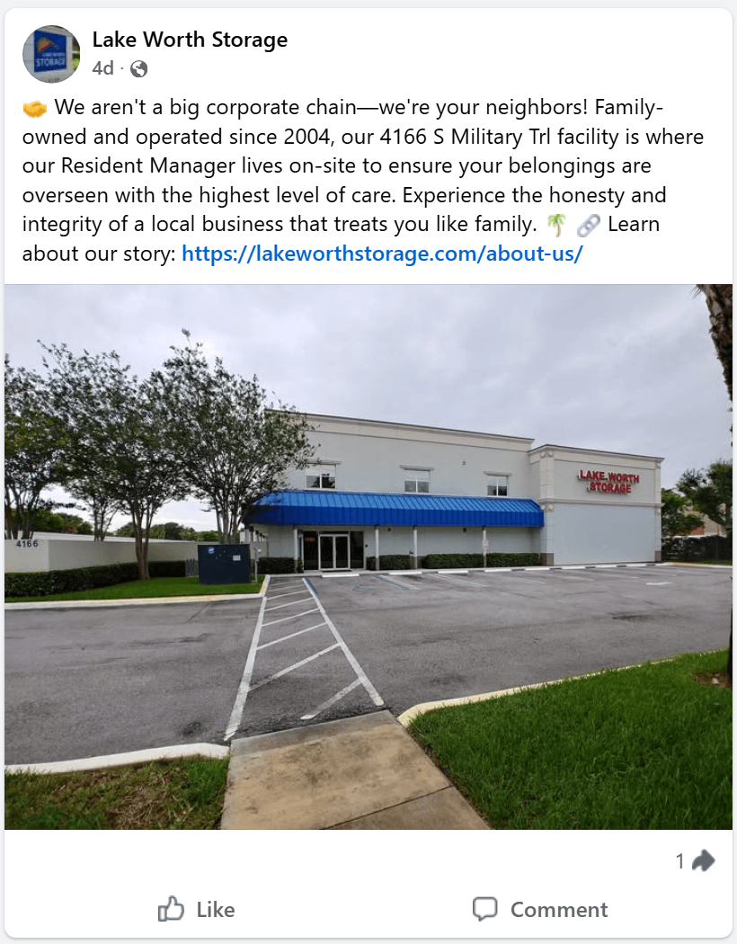 Lake Worth Storage - Family Owned With Resident Manager Lake Worth Storage Family Owned On-Site Resident Manager Since 2004