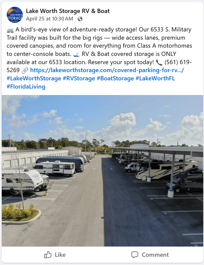 Lake Worth Storage Rv And Boat - Birds-Eye View Storage Lake Worth Storage Rv And Boat Aerial Covered Storage Class A Motorhomes