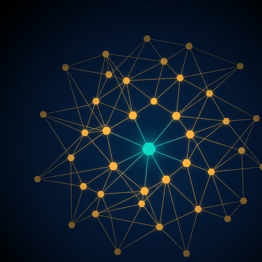 Abstract visualization of Google Ads AI optimization: a network of feature nodes with one brightly lit as the recommended action.