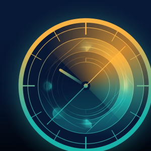 Abstract visualization of Performance Max dayparting: a 24-hour clock face with warm-to-cool color shifts showing automated budget allocation by hour.